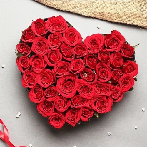 50 Red Rose Heart Shape Arrangement
