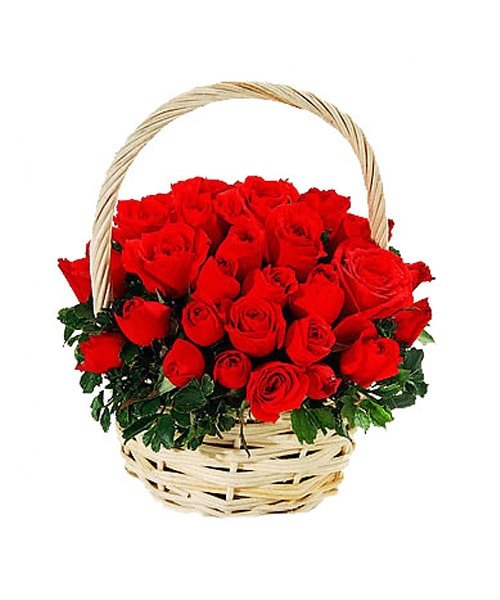 Graceful Red Roses Flower Basket