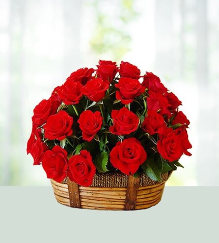 Alluring Red Roses Basket
