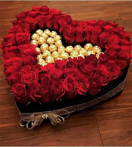 Elegant Roses And Chocolates Arrangement