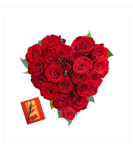 Delightful 20 Roses Heart Shaped Arrangement