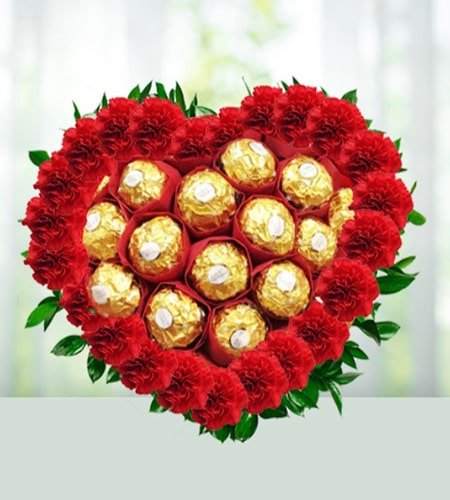 Heart Shaped Arrangement With Ferrero Rocher Chocolates