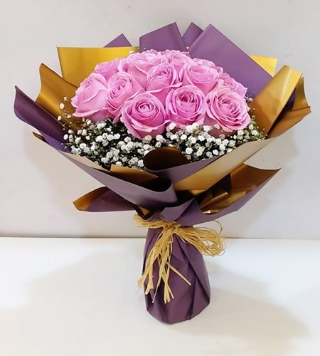 Charming 12 Pink Roses Bouquet