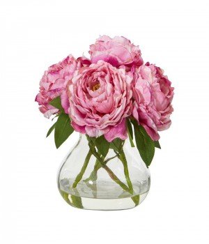 10 PEONY PINK WITH GLASS VASE ...