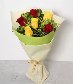 RED AND YELLOW ROSES BOUQUET S...