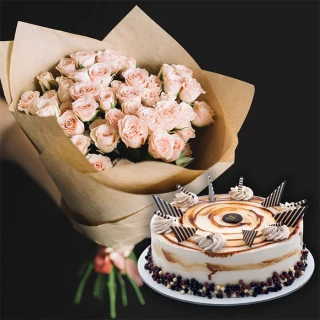 PINK ROSES WITH CAKE COMBO